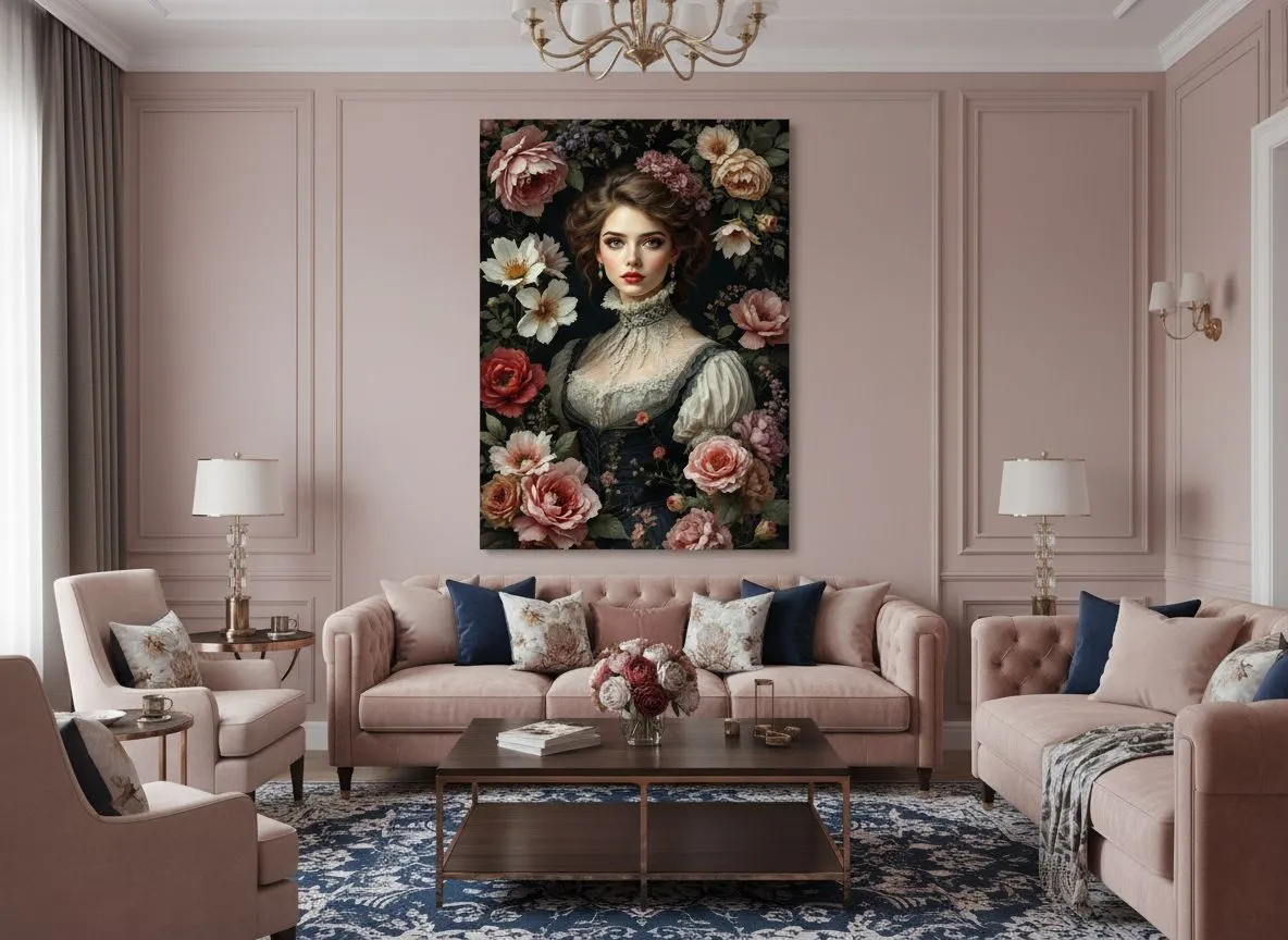 Victoriaans portret met bloemen - Afbeelding 5