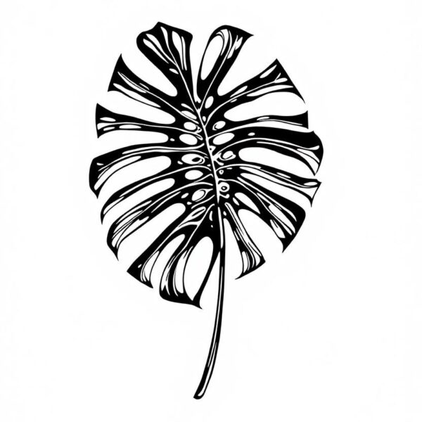 Monstera blad zwart