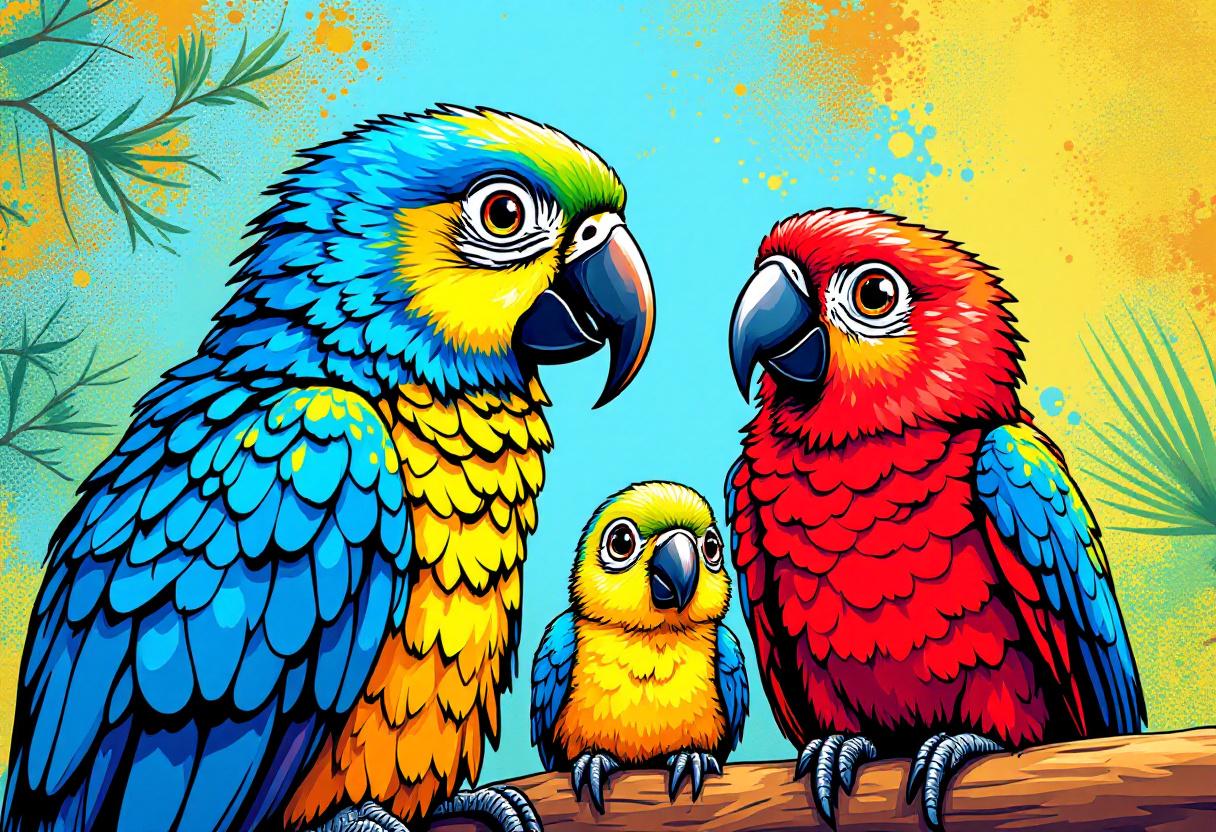 Papegaaien gezin