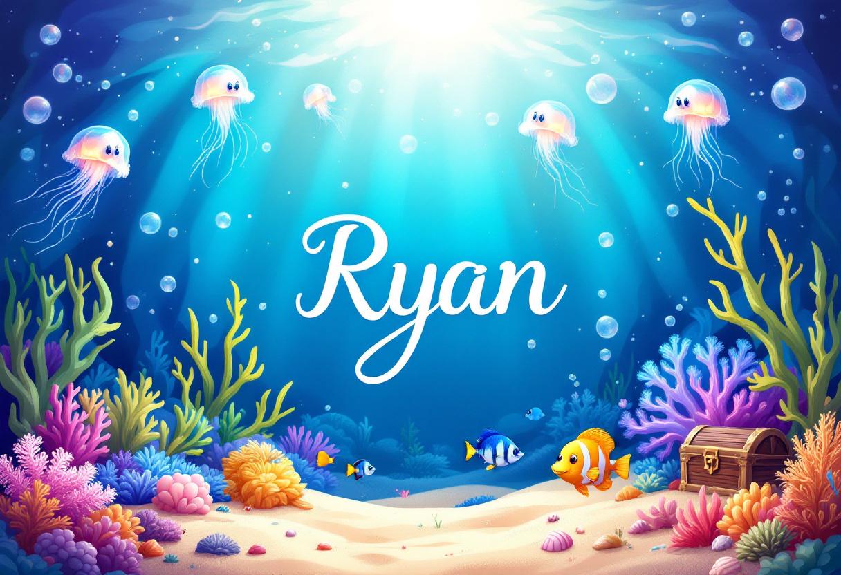 Onder water landschap met naam