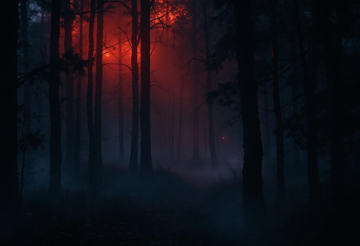 Duister bos landschap