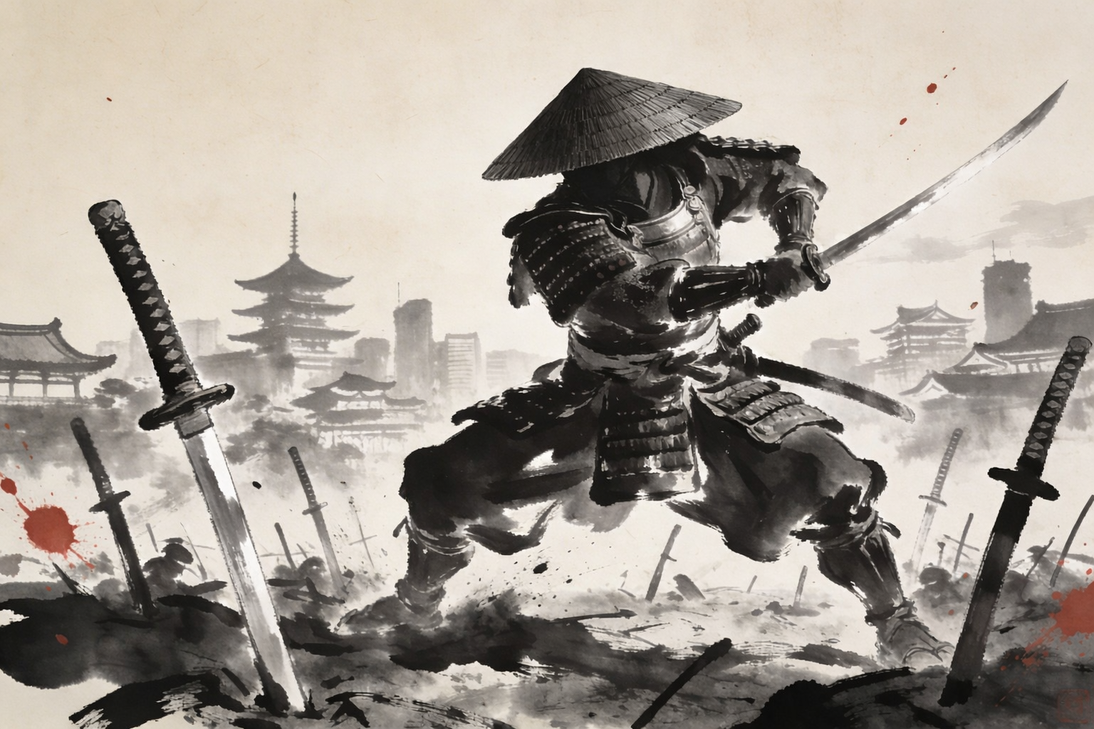 Samurai inkwash