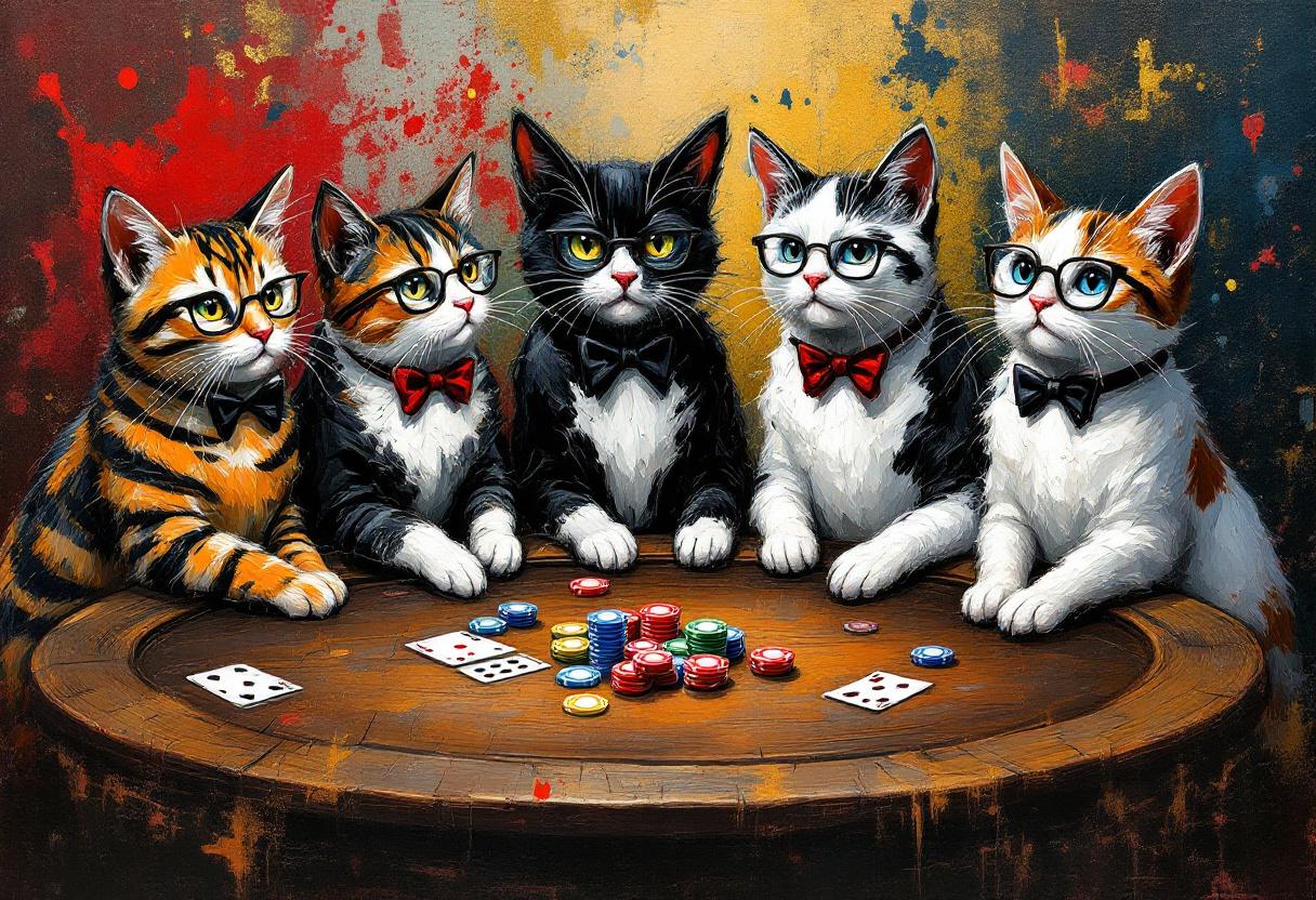Katten spelen poker