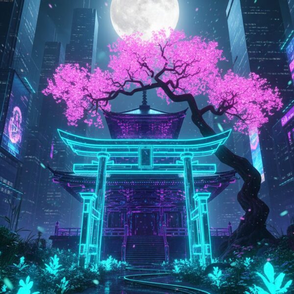Neon torii and sakura